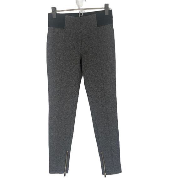 Ann Taylor Gray Ribbed Ankle Zipper Stretch Pull On Pants Women SZ XS - Picture 1 of 7